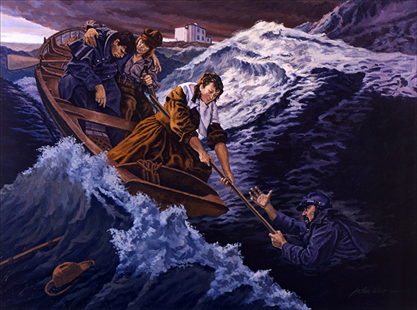 Ida Lewis rescue painting courtesy of artist John Witt.