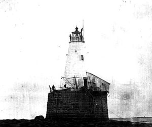 Vintage image Whaleback lighthouse built in 1847. Courtesy US Coast Guard.