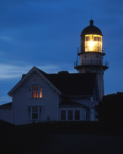 Cape Elizabeth lighthouse at night