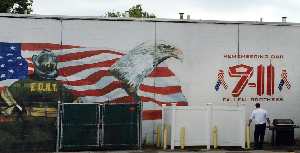 Mural at NH firehouse parking lot, honoring the fallen.