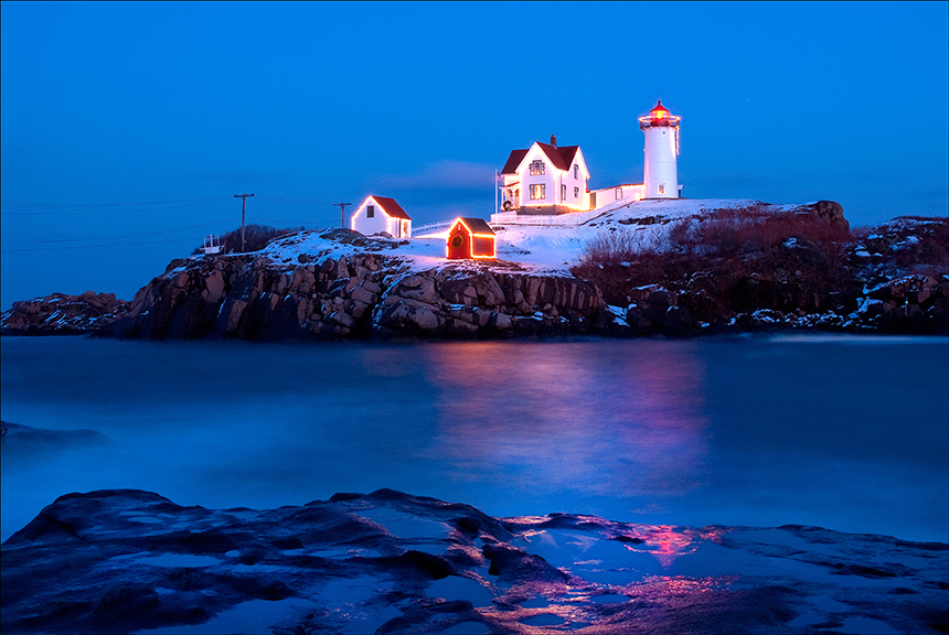 Nubble Light during the holidays