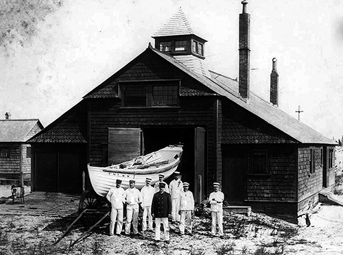 Monomoy Lifesaving Station after tragedy. Seth Ellis and dark uniform. Image courtesy of US Coast Guard.