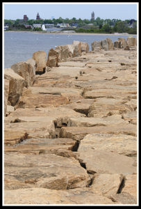 Hurricane wall of New Bedford Harbor