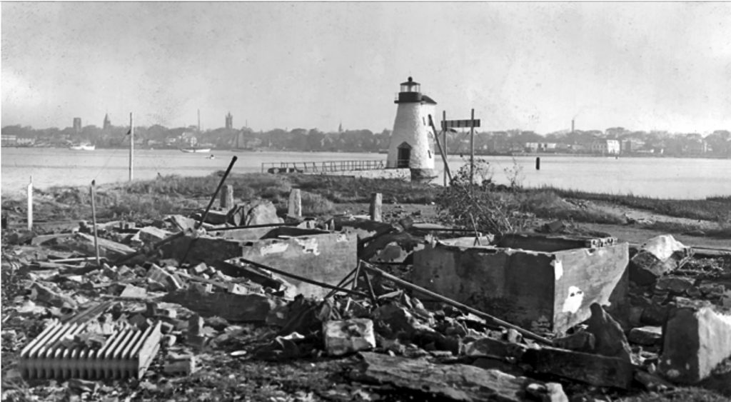 Wreckage by Palmer Island Light After 1938 Hurricane