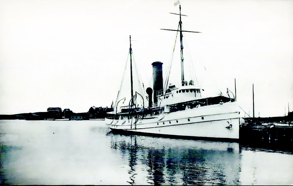 Revenue Cutter Achusnet out of Woods Hole, Massachusetts (Circa 1910). Post card image courtesy Library of Congress