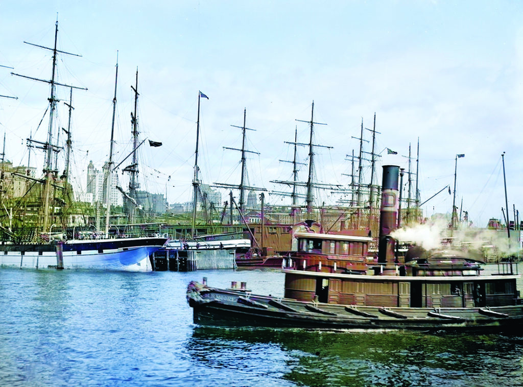 Steam Tugboat at East River Docks, NY