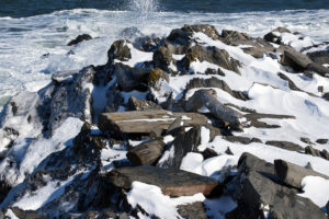 Snow Covered Rocks After Winter Storm