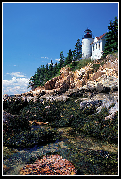 rocky cliffs around Bass Harbor light