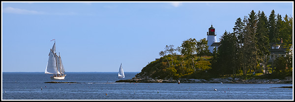 Burnt Island lighthouse overlooking Boothbay Harbor