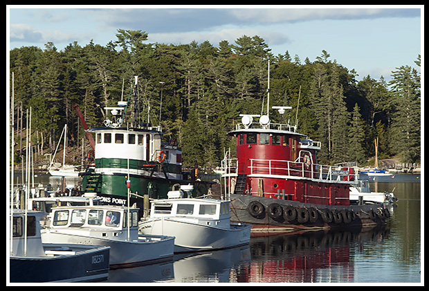 docked boats at boothbay