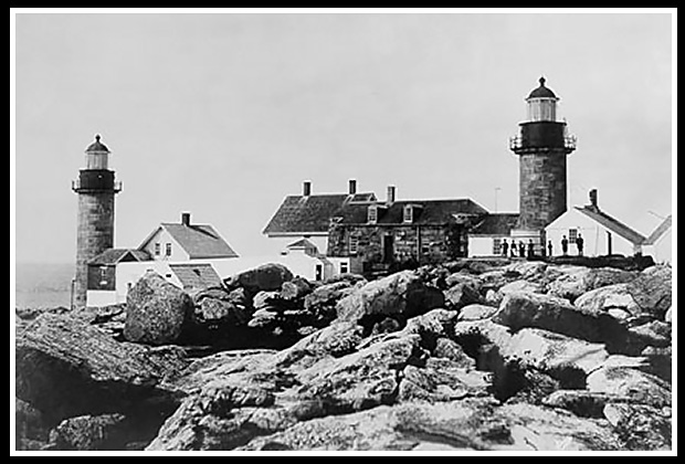 early Matinicus lights with buildings