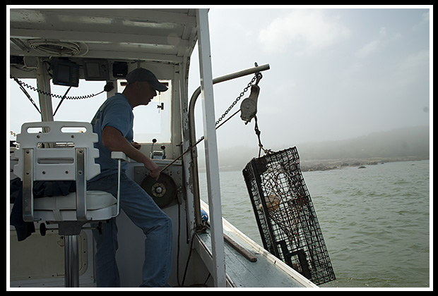 demonstration in hauling lobster traps onto the boat