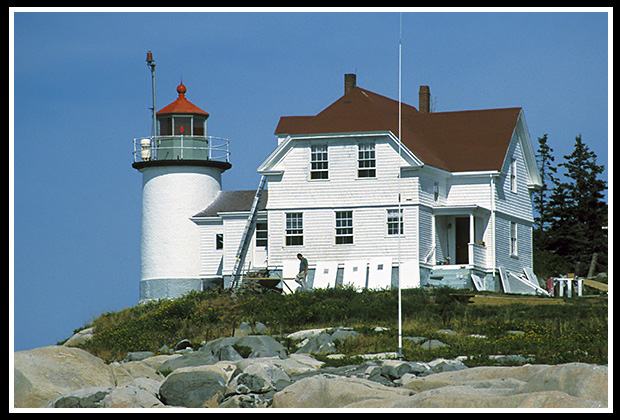 Heron Neck light during the restoration process