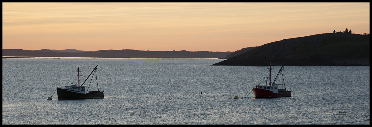 sunset over Lubec Harbor over the channel