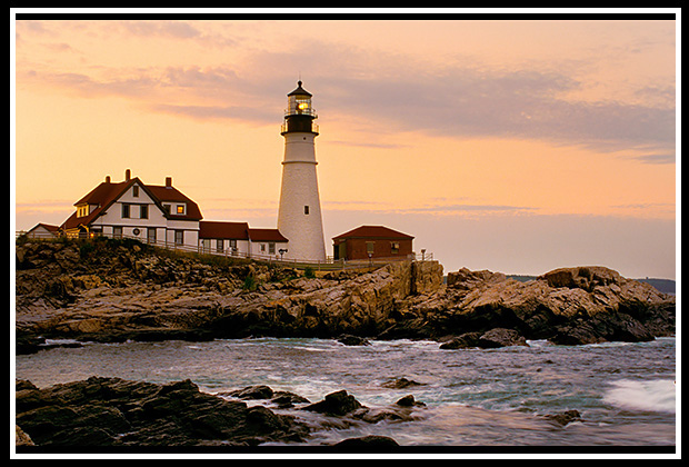 sunset at Portland Head lighthouse