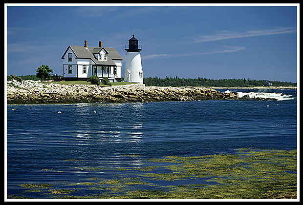 Prospect Harbor light view from across the harbor.