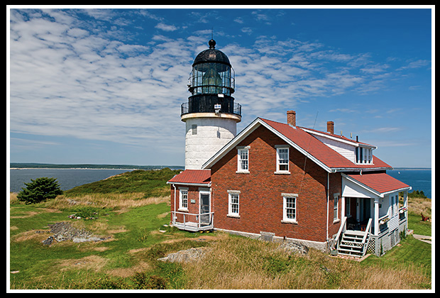 seguin island lighthouse on hilltop