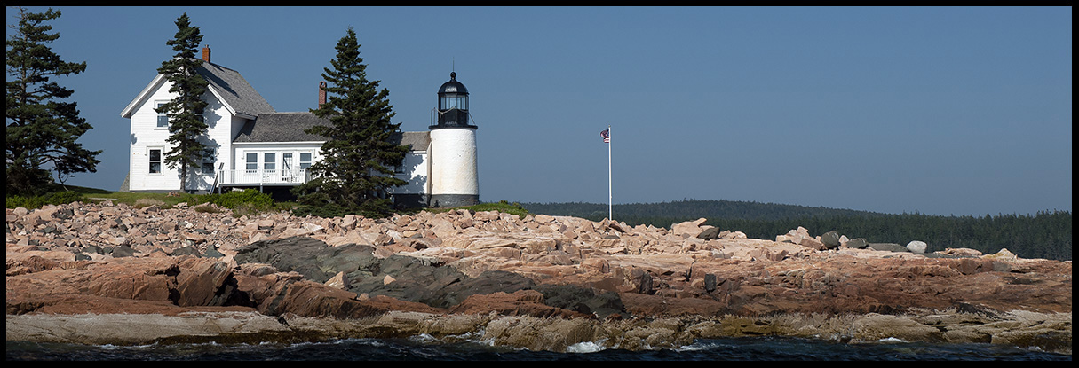 Winter Harbor Lighthouse on rocky island