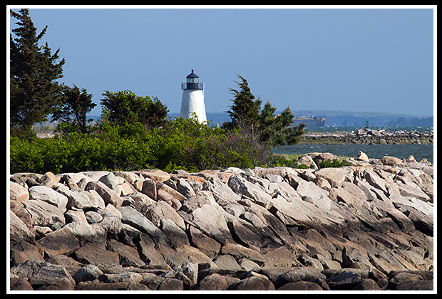 Bird Island light view from the road using a long lens