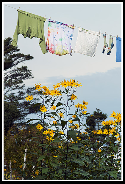 hanging clothes in fresh outdoors