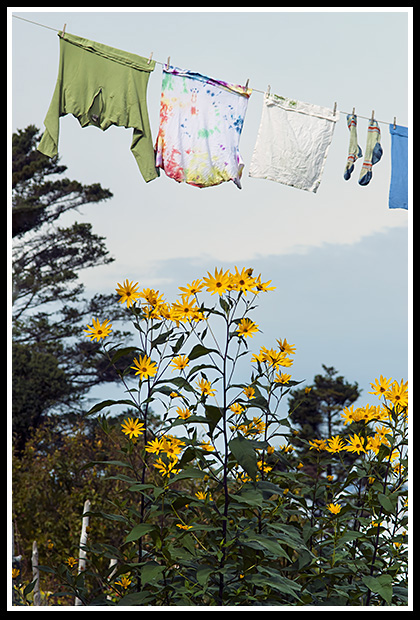 rural Vermont hanging clothes out to dry