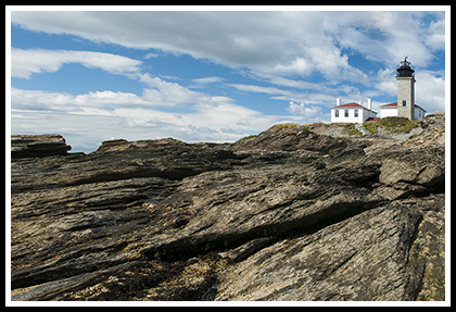 rock formations in front of Beavertail lighthouse