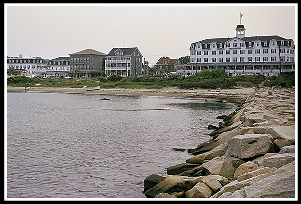 hotels amd buildings along Blaock Island harbor
