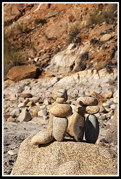 rock cairn on Block Island beach