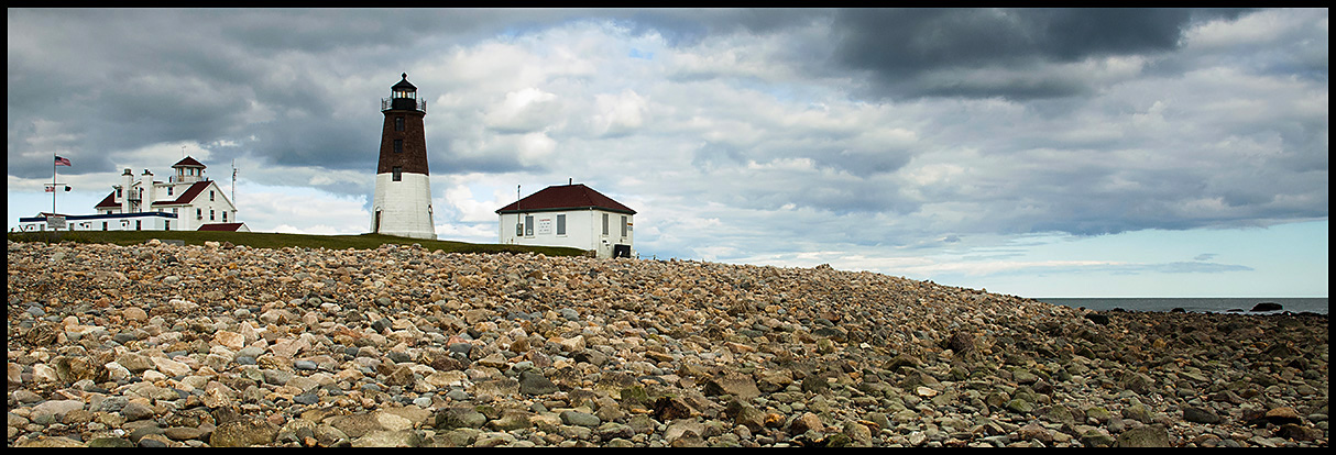 Rocky shoreline of Point Judith Lighthouse